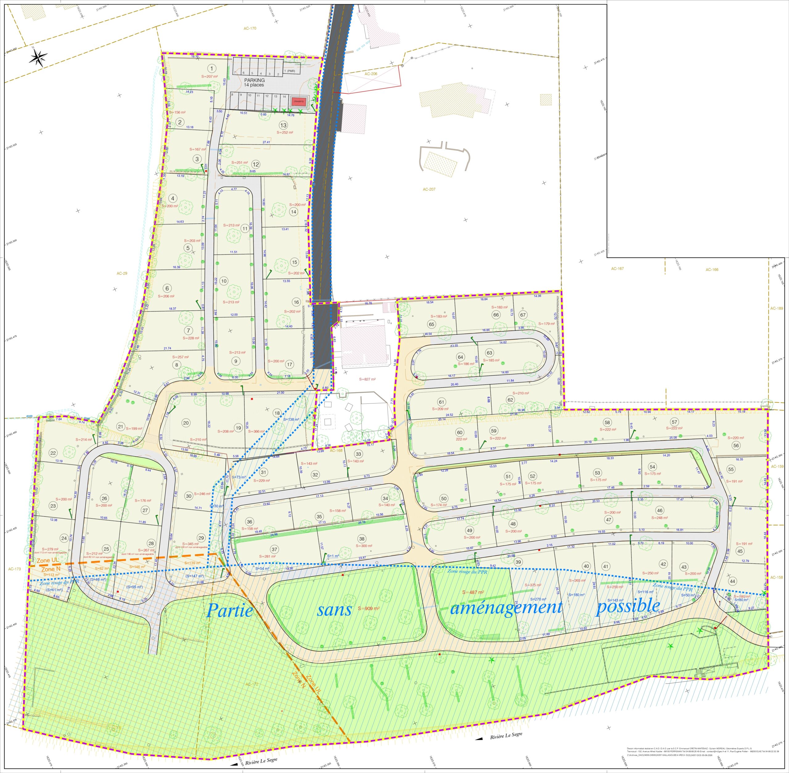 Plan des parcelles du PRL Le Cerdan